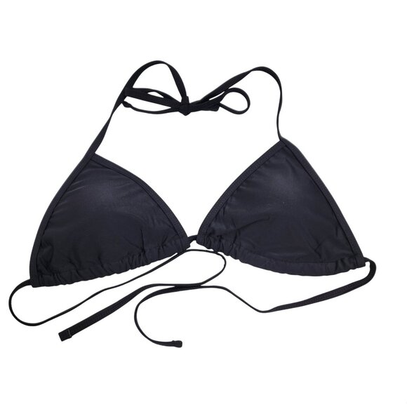 Black Bikini Set With Adjustable Swimsuit Triangle Top Tie-Side Bottoms Size M - Picture 2 of 6
